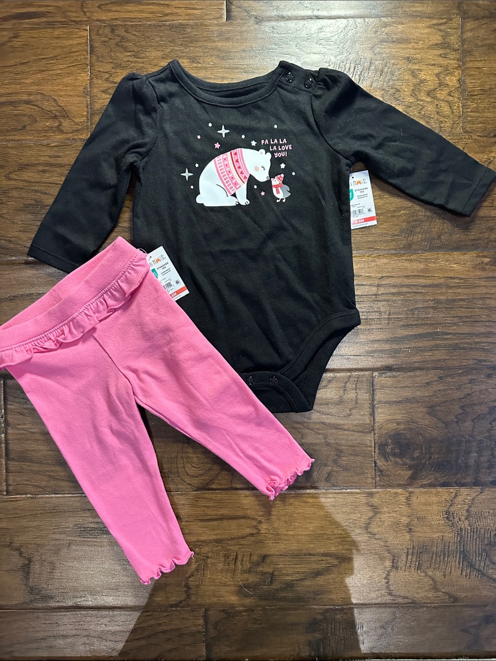 Garanimals Black Long Sleeve Bodysuit with Pink Leggings